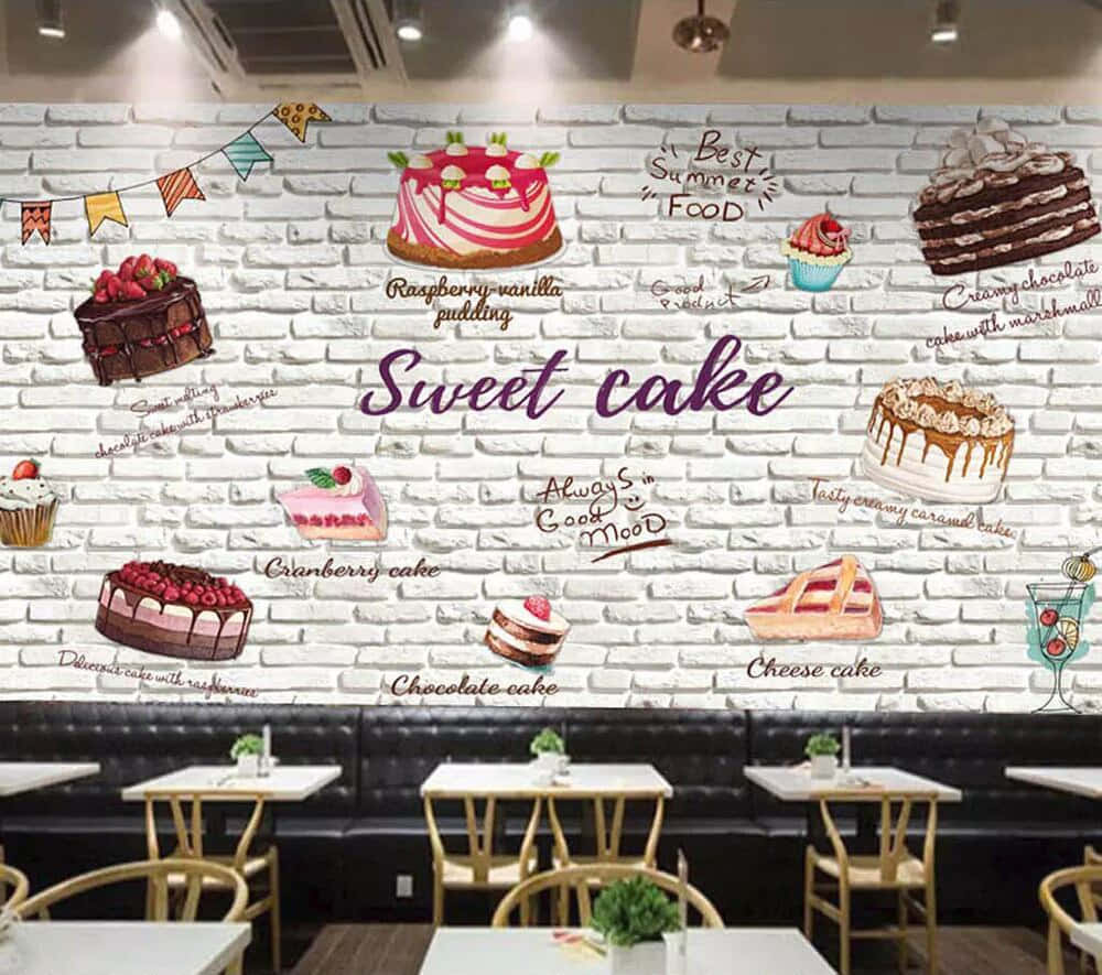 Dessert Themed Cafe Wall Art Wallpaper