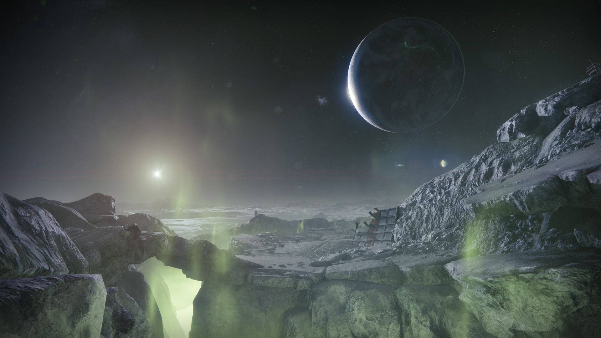 Destiny 2 Shadowkeep Mountain And Moon Wallpaper