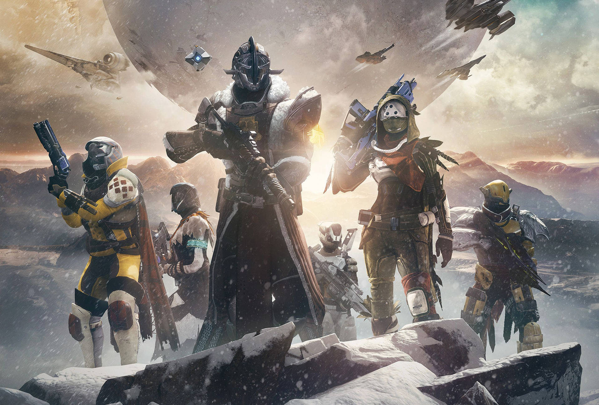 Guardiani Di Destiny 4k Su Snow Rock Sfondo