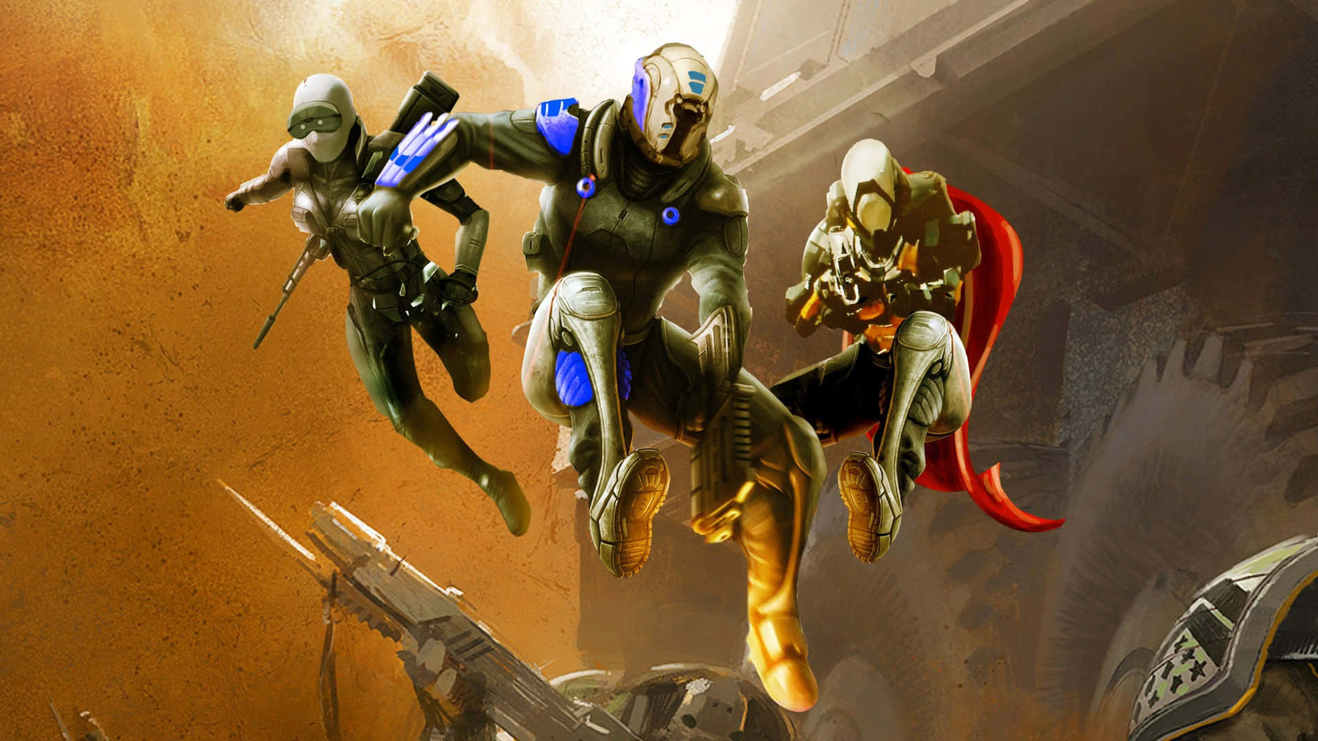 Guardians Fighting in Epic Destiny Battle Wallpaper