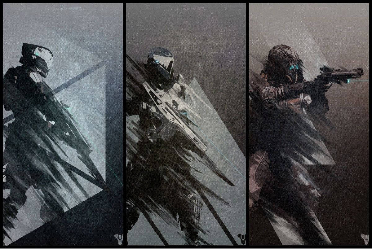Destiny Hunter Titan Warlock Collage Wallpaper