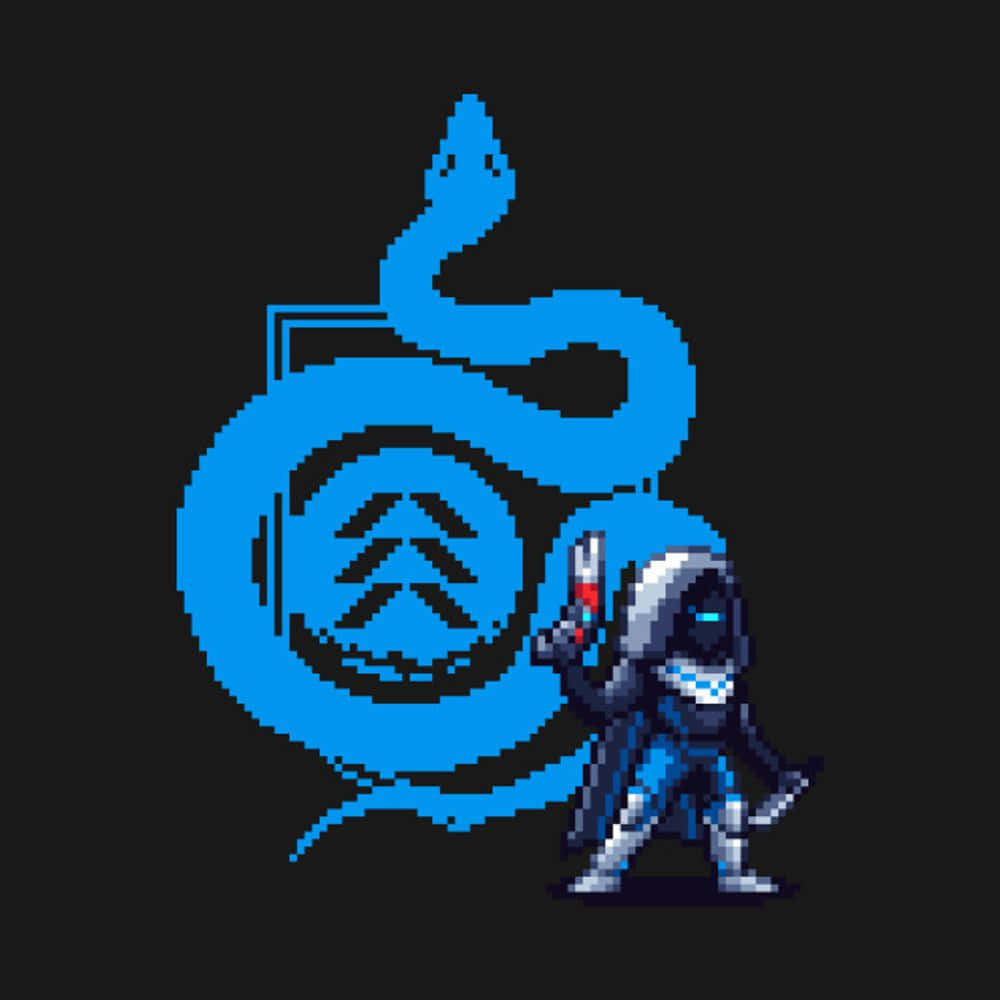 Destiny Pixel Art Blue Snake Wallpaper