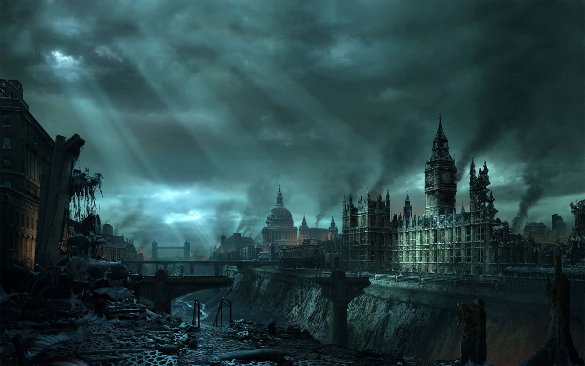Fondode Pantalla De Una Ciudad Destruida En Londres.