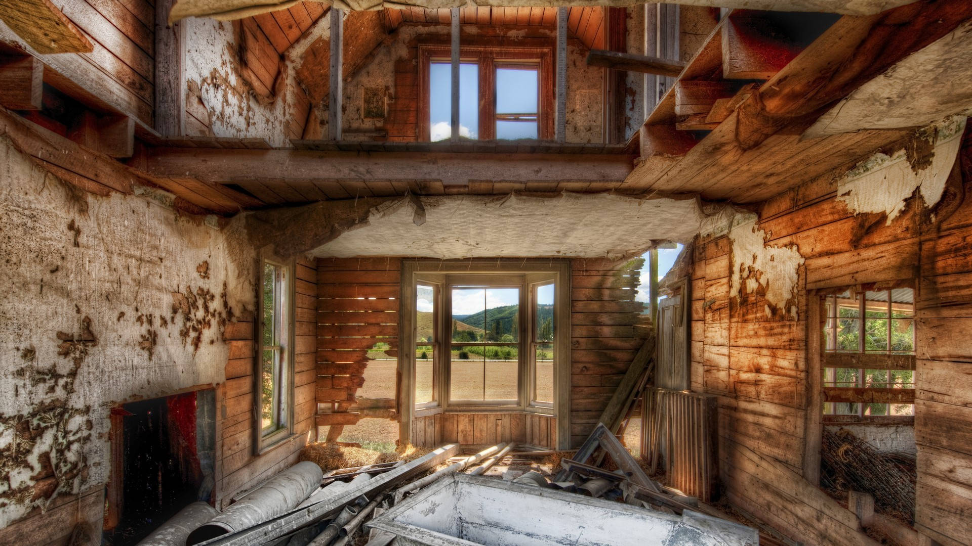 Destroyed Wooden House Wallpaper