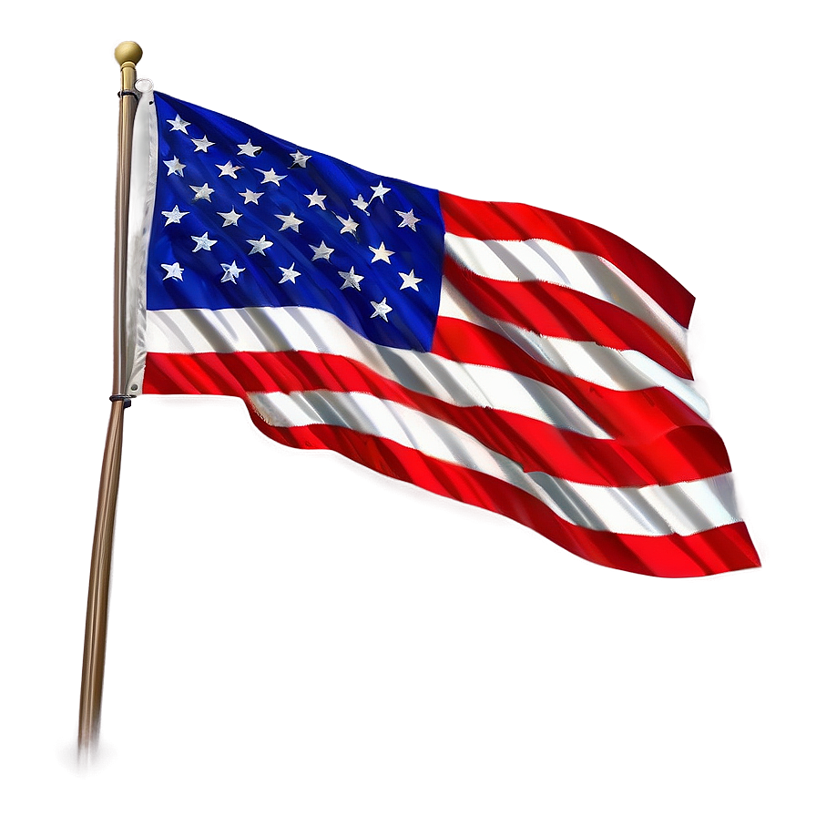 Detailed American Flag Waving Illustration Png 04302024 PNG