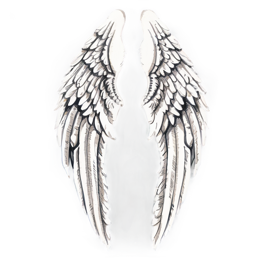 Detailed Angel Wings Sketch Png Dki PNG