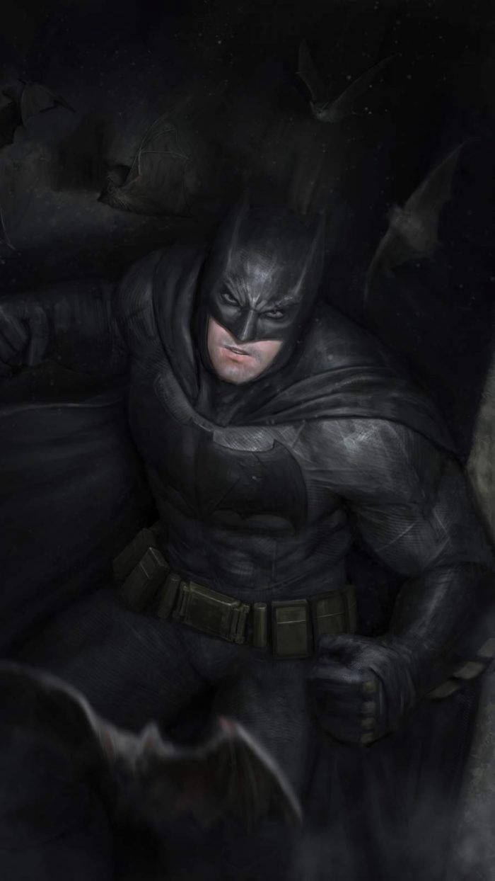 Detailed Artwork Of Batman Dark iPhone Wallpaper