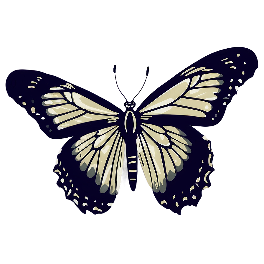 Detailed Black Butterfly Outline Png Pvs PNG