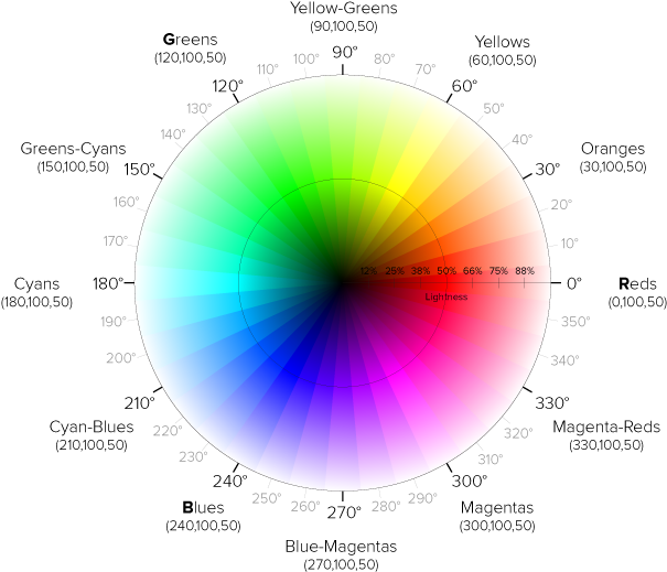 Detailed Color Wheelwith Labelsand Degrees PNG