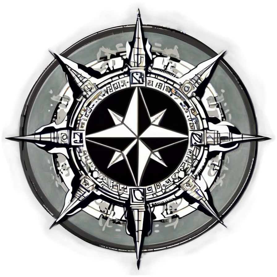 Detailed Compass Rose Drawing Png Vnp PNG