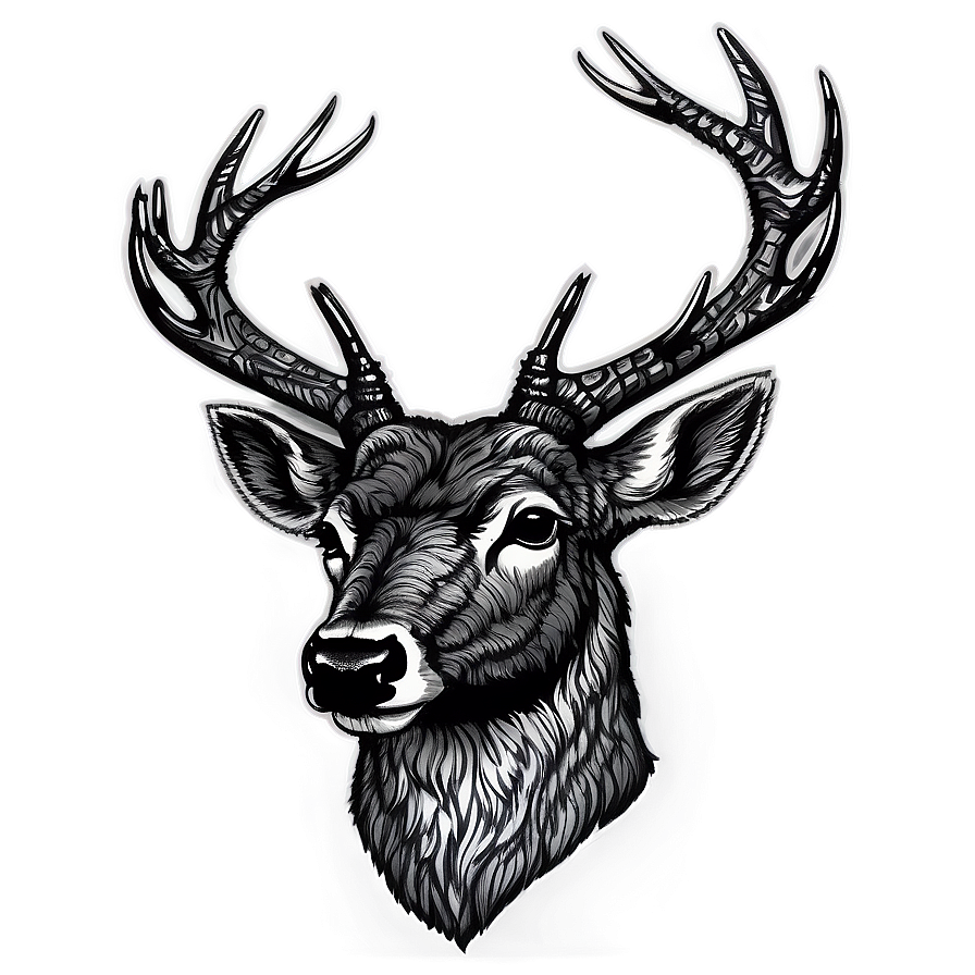 Detailed Deer Head Sketch Png Uxt55 PNG