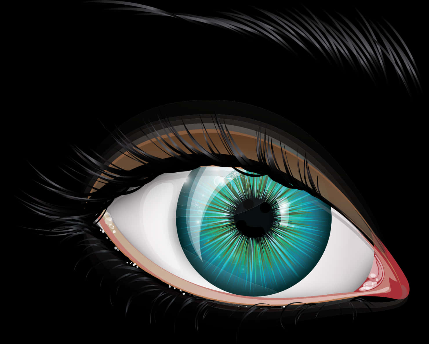 Detailed Eye Illustrationwith Long Eyelashes PNG