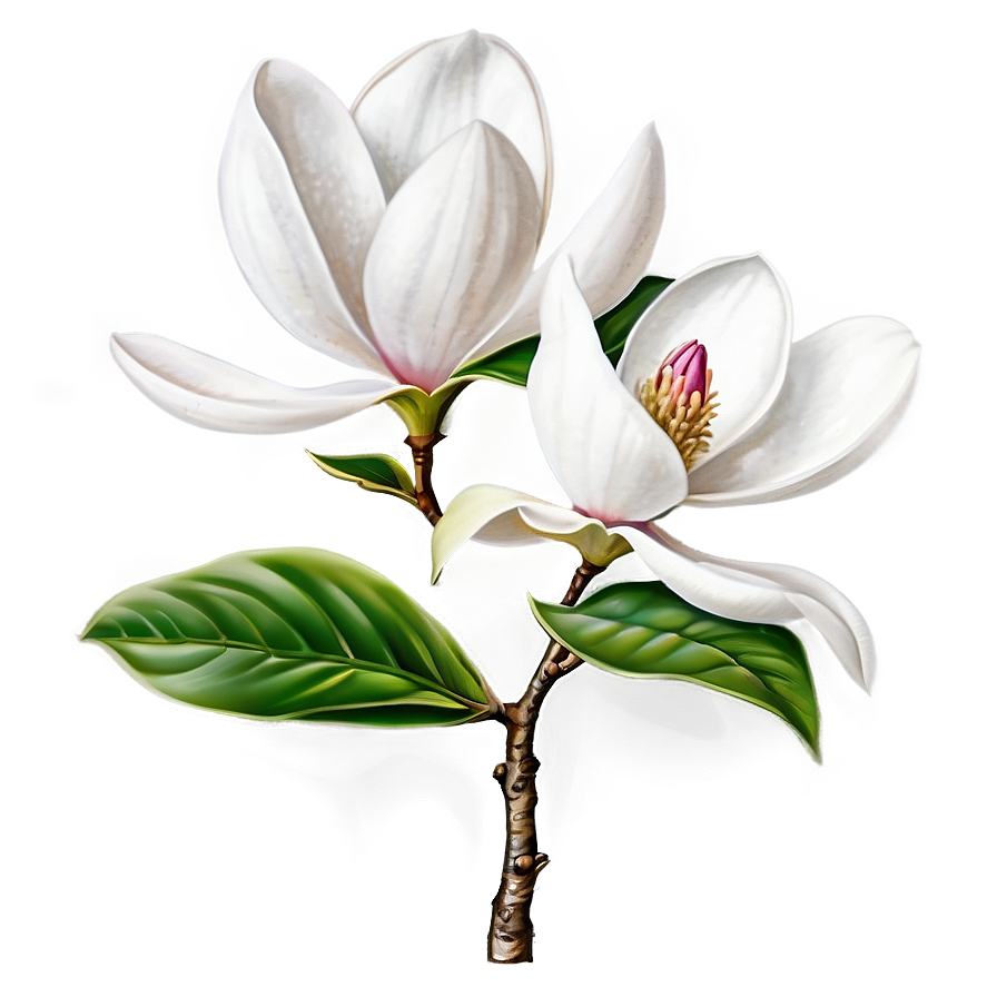 Detailed Magnolia Flower Drawing Png Mff PNG