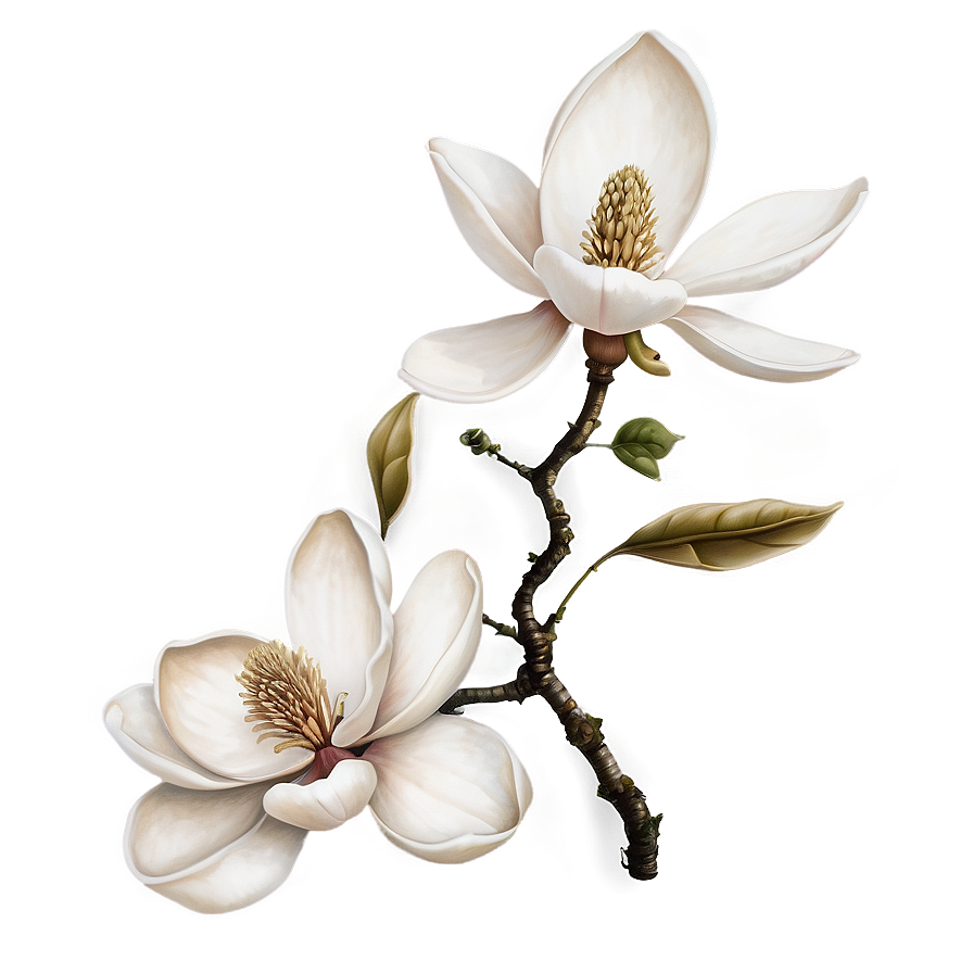 Detailed Magnolia Flower Drawing Png Vje PNG