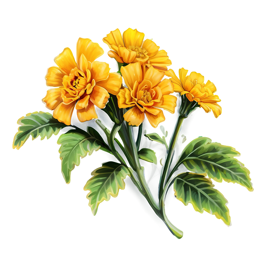 Detailed Marigolds Sketch Png 56 PNG