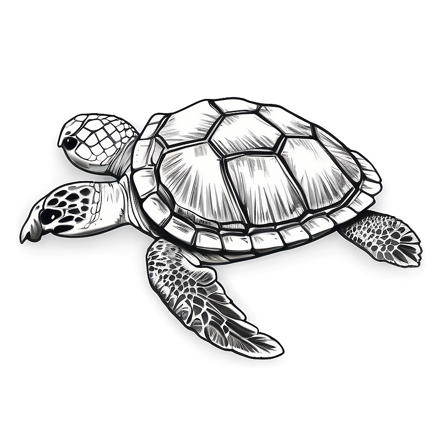 Detailed Sea Turtle Sketch Png 05242024 PNG