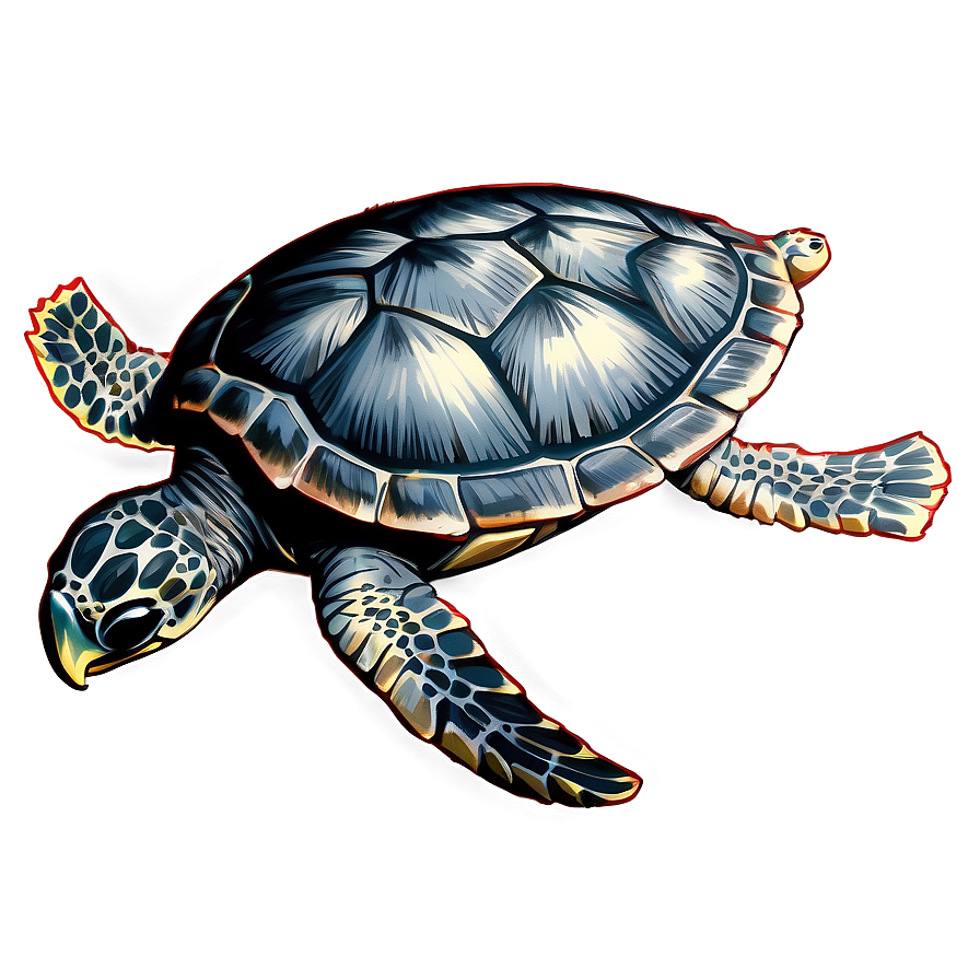 Detailed Sea Turtle Sketch Png Gwh97 PNG