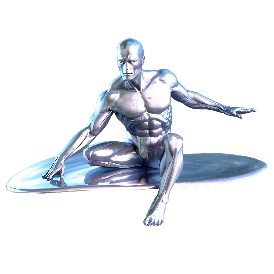 Detailed Silver Surfer Rendering Png 6 PNG