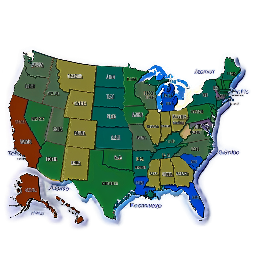 Detailed Usa Map With States Png Hkk50 PNG