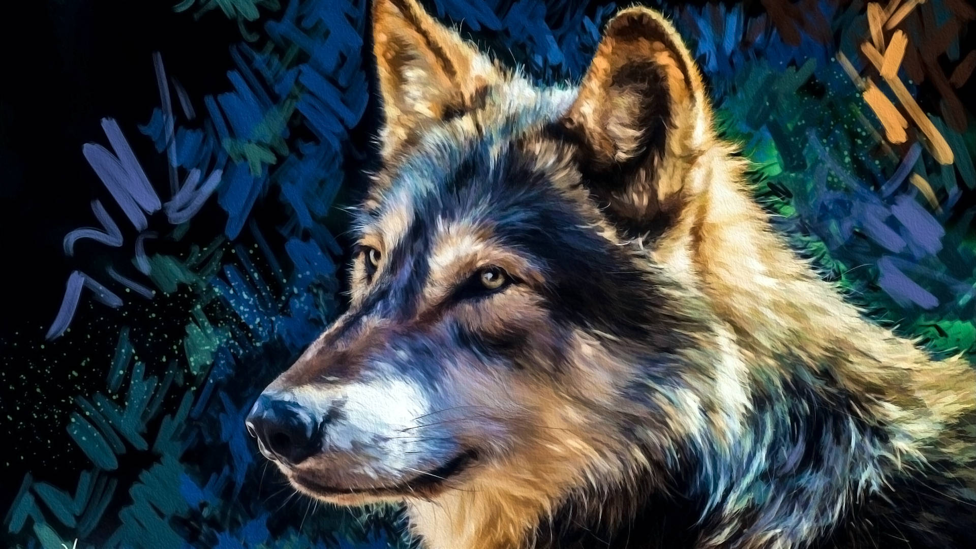 Detailed Wolf Art Drawing Background
