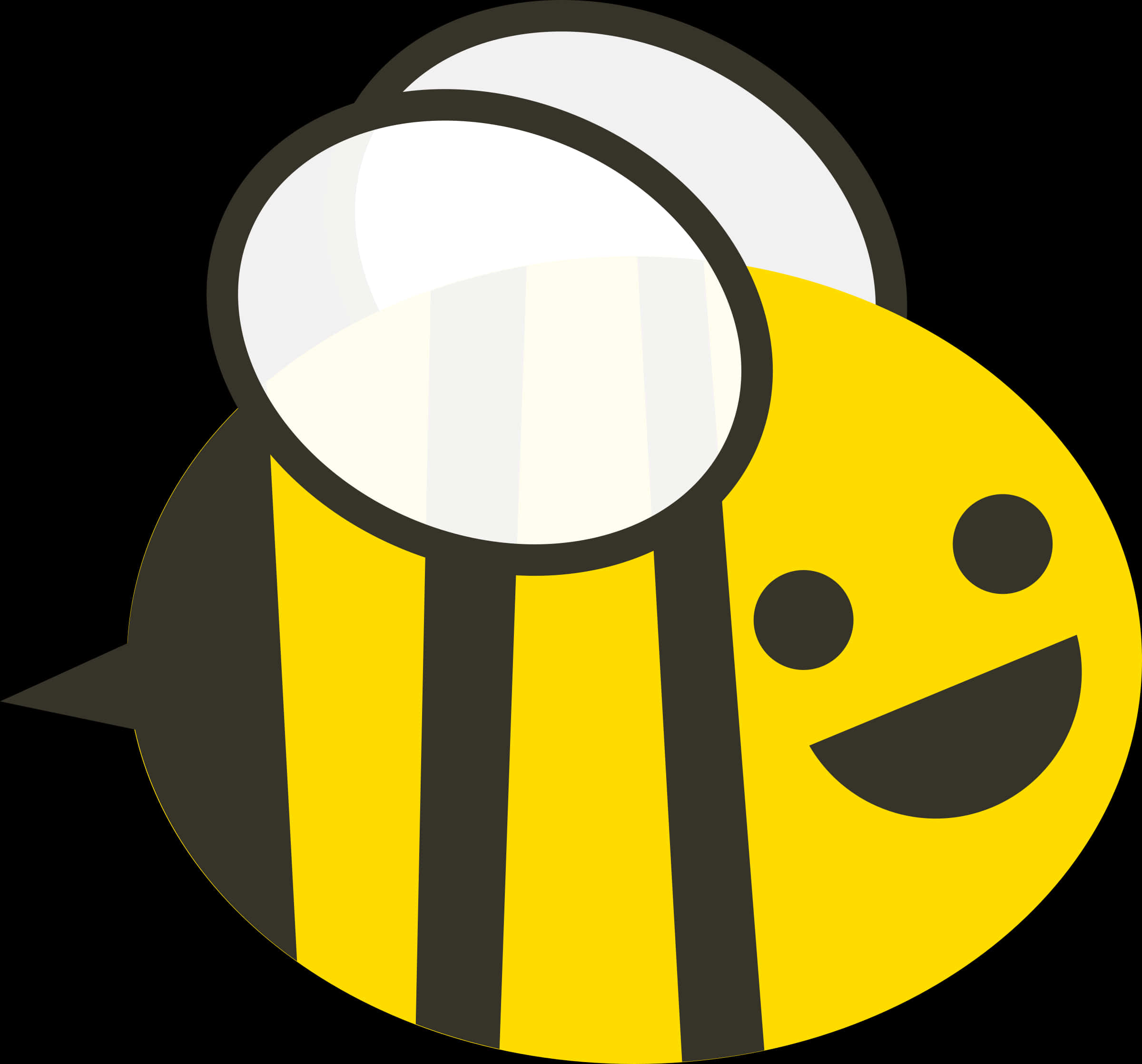 Smiling Cartoon Beewith Magnifying Glass PNG