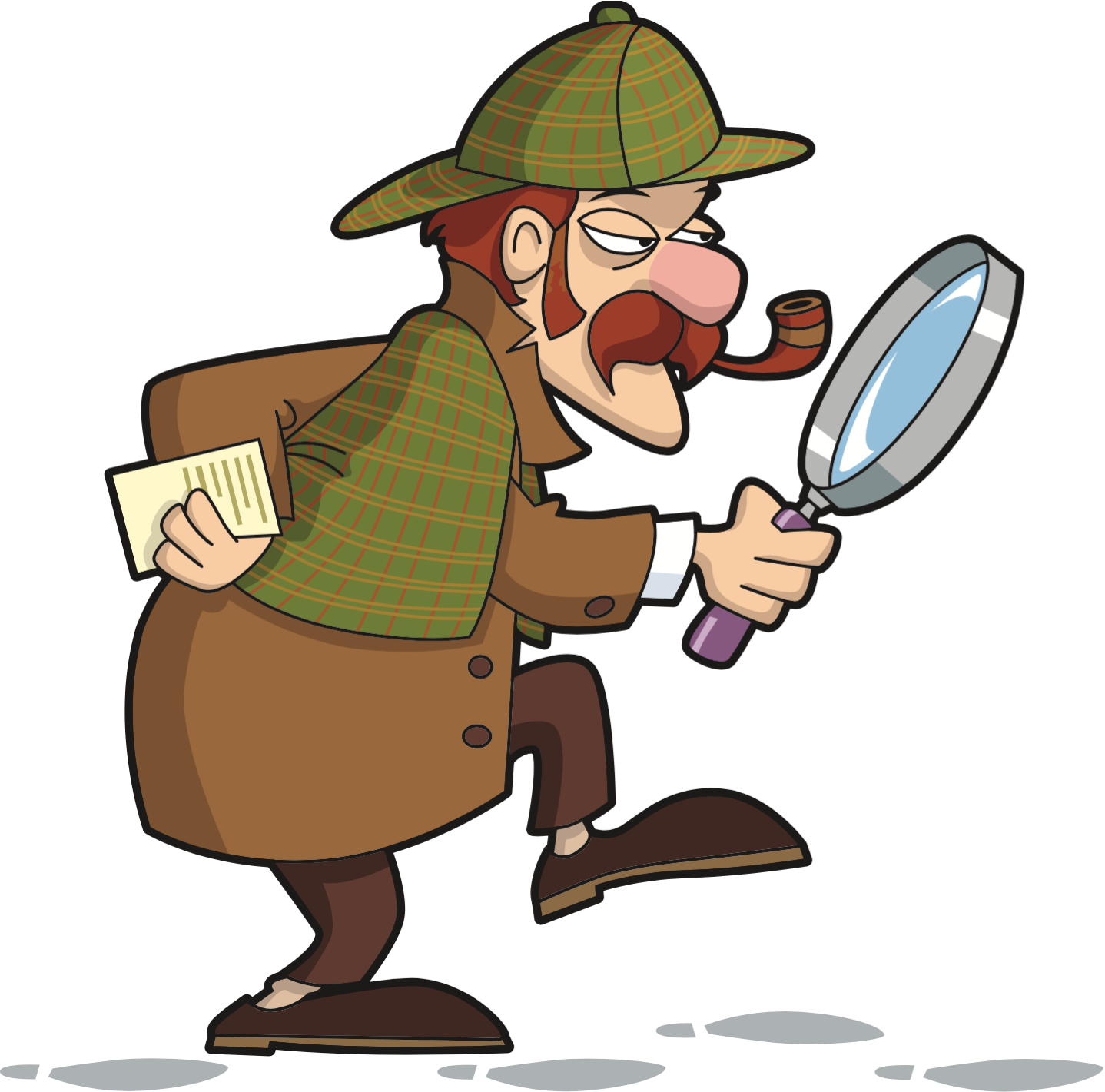 Detective Cartoon Characterwith Magnifying Glass PNG