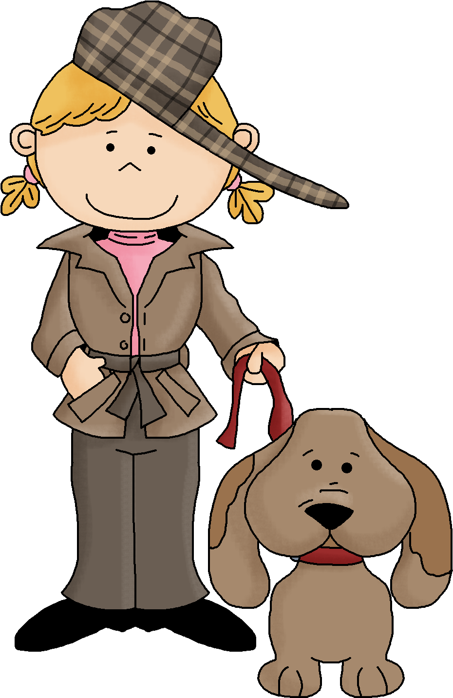 Detective Girland Dog Cartoon PNG