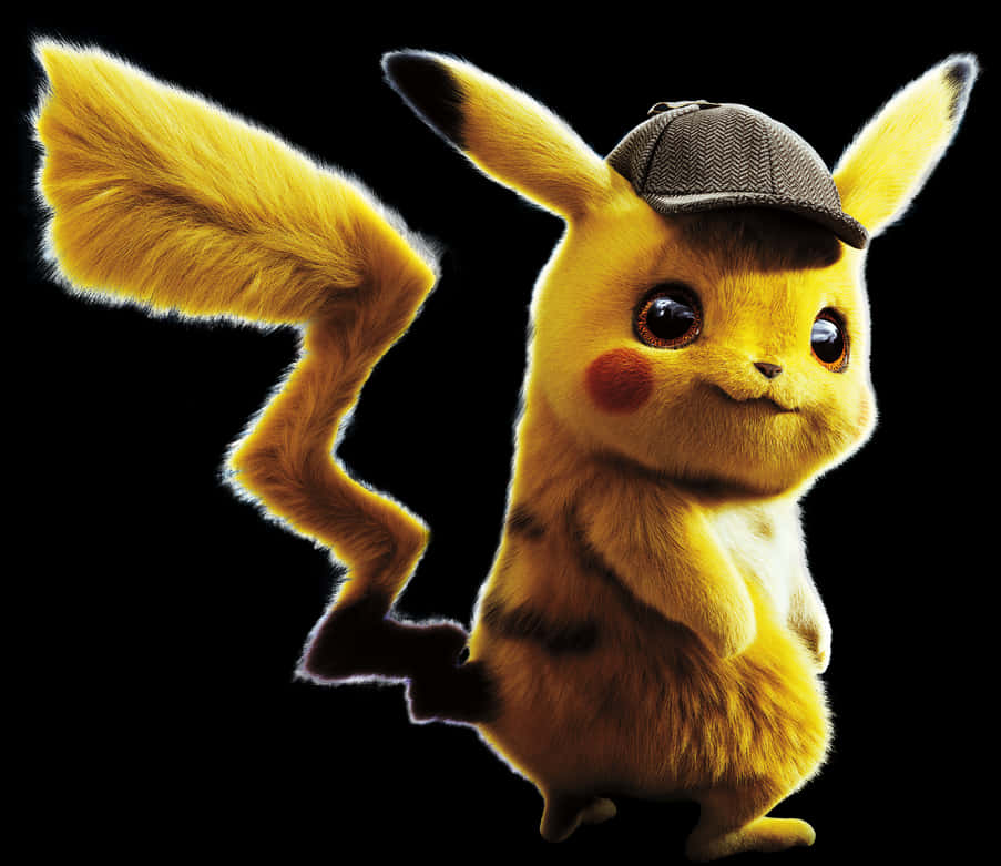 Detective_ Pikachu_with_ Cap PNG