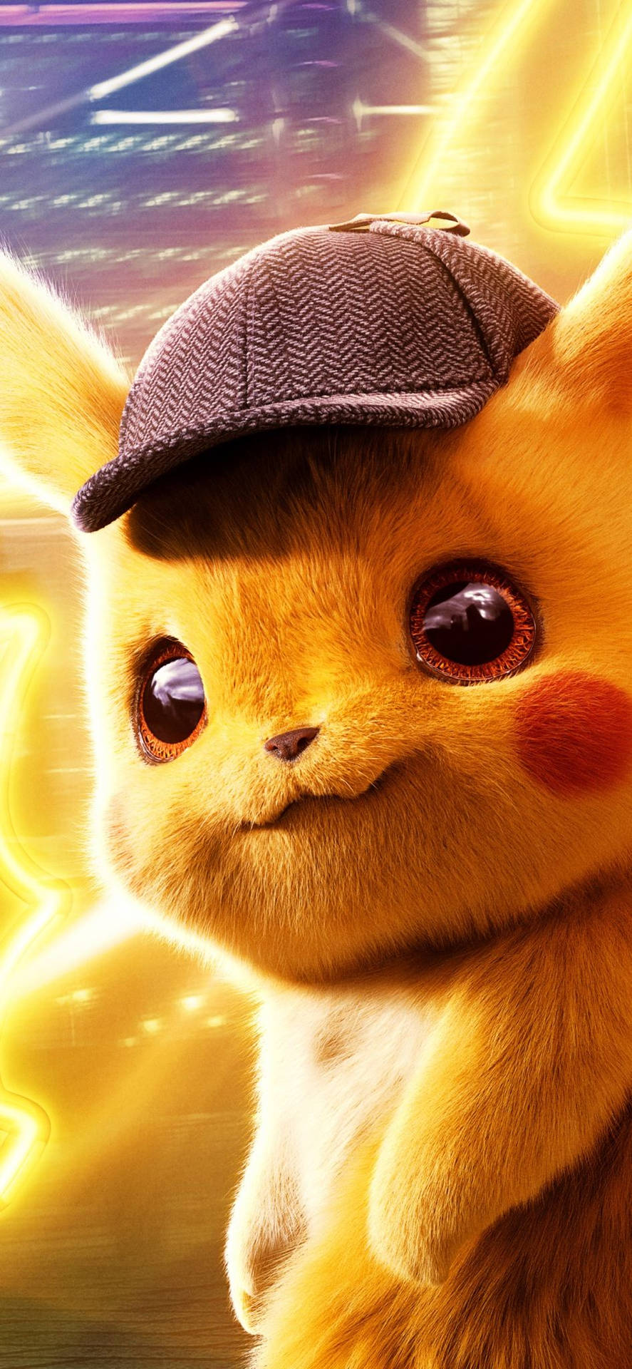 Detective Pikachu With Yellow Neon Lights