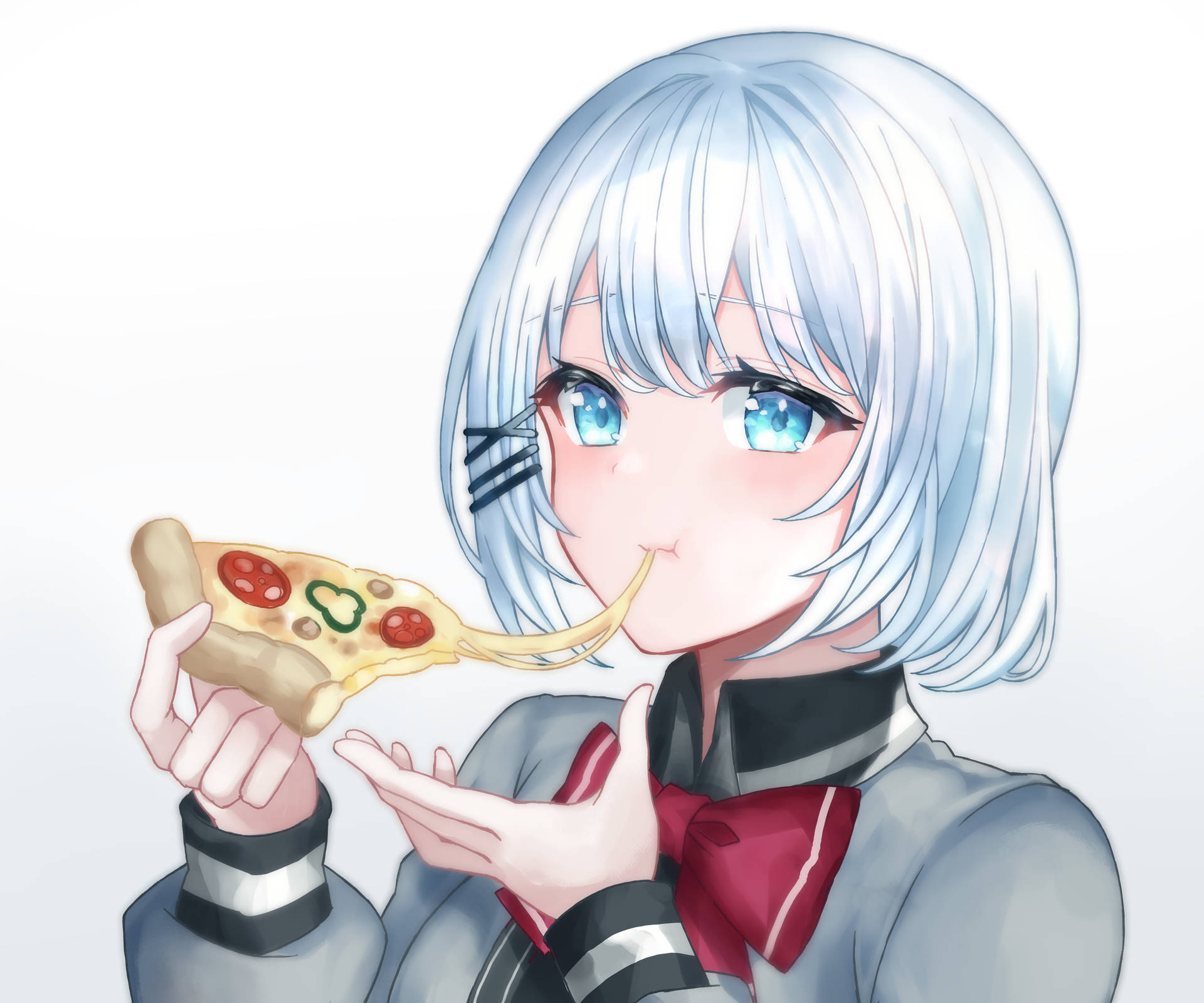 Detective Siesta Eating Pizza Wallpaper