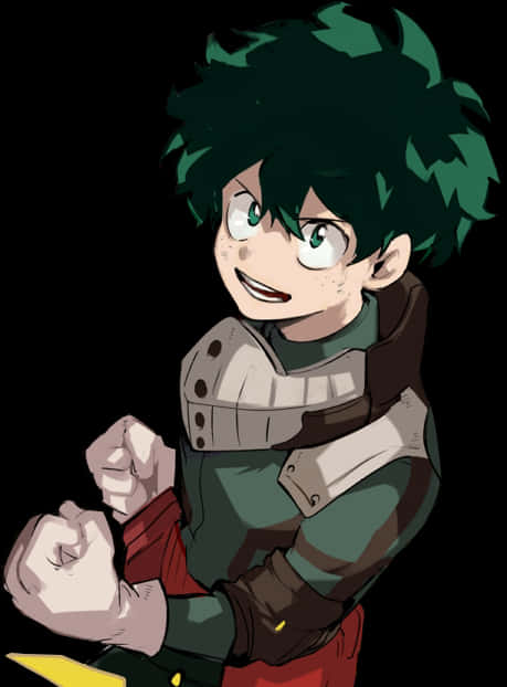 Determined Deku Anime Character PNG