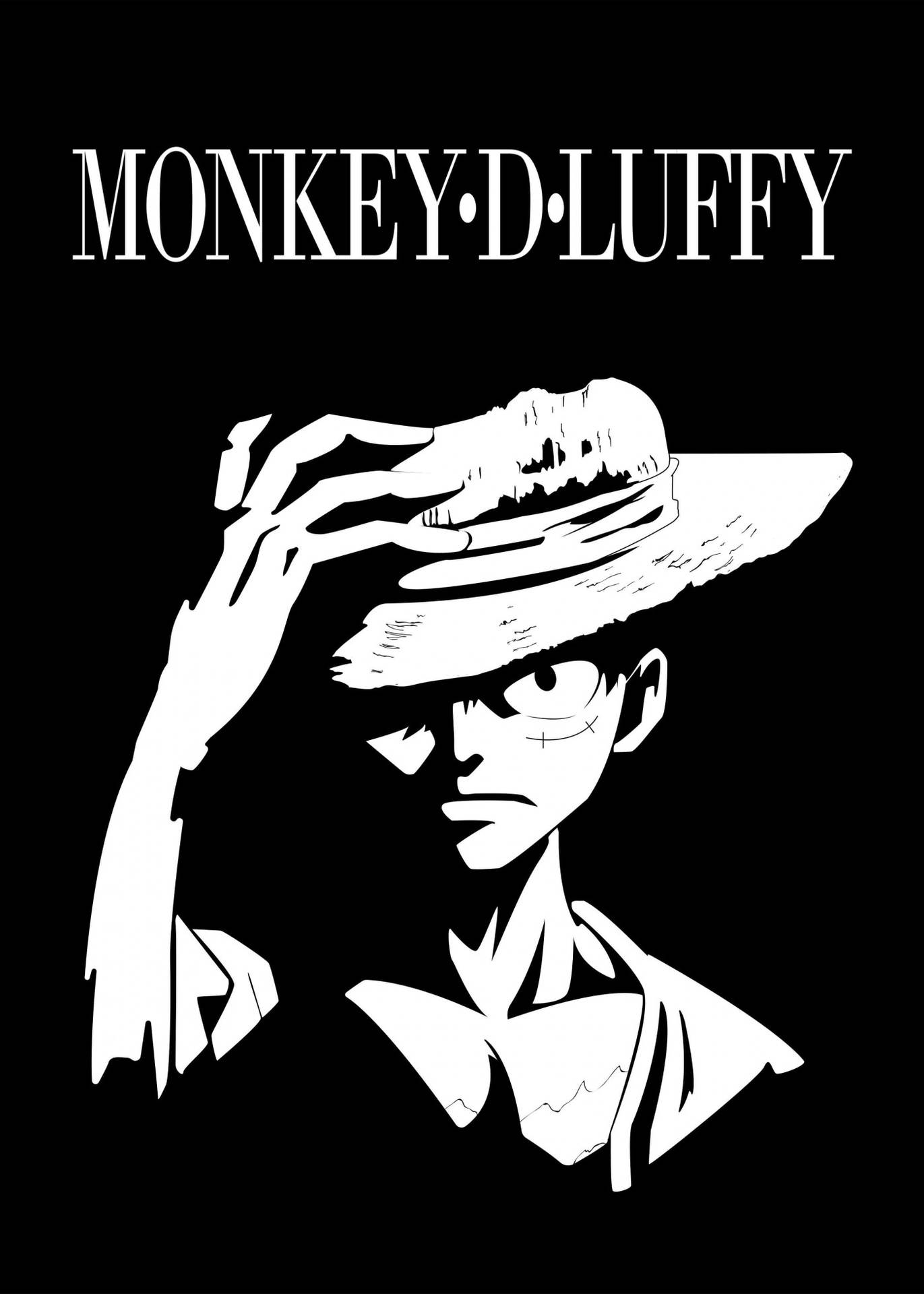 Determined Monkey D. Luffy Black And White Background