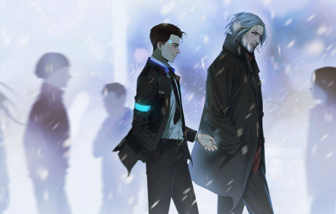 Detroit Become Human Characters In Street Wallpaper