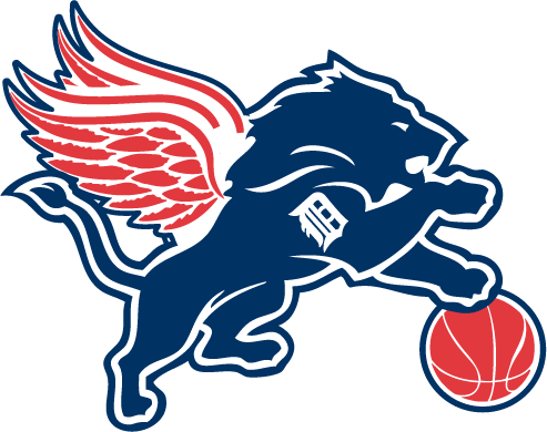 Detroit Lions Basketball Mashup Logo PNG