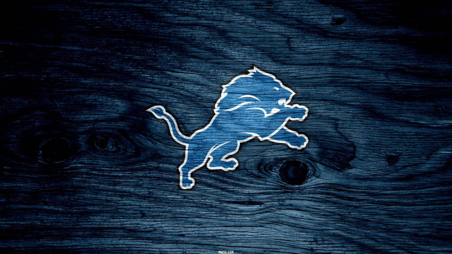 Detroit Lions Blue Wooden Logo Wallpaper