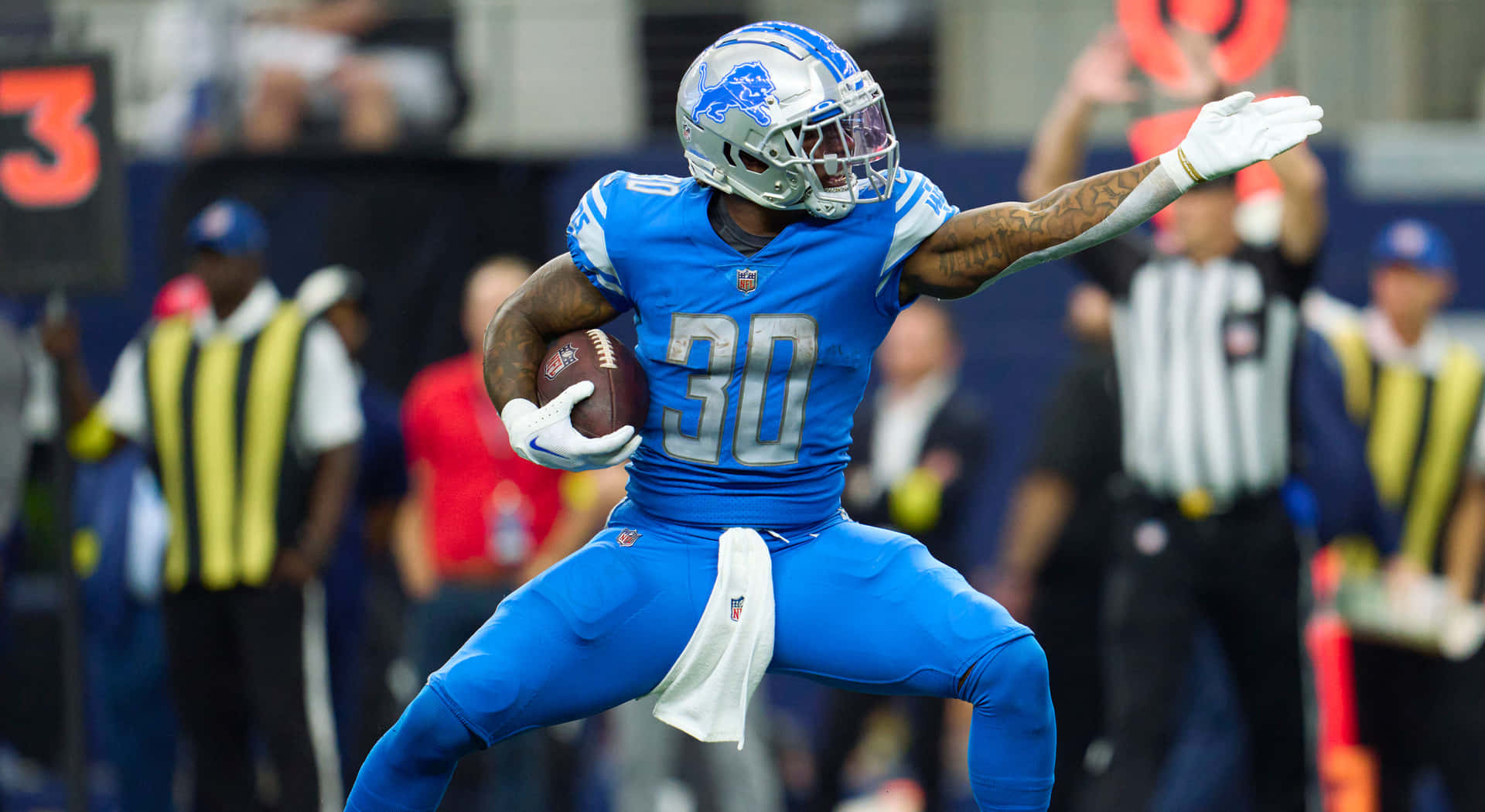 Detroit Lions Running Back I Action Bakgrunnsbildet