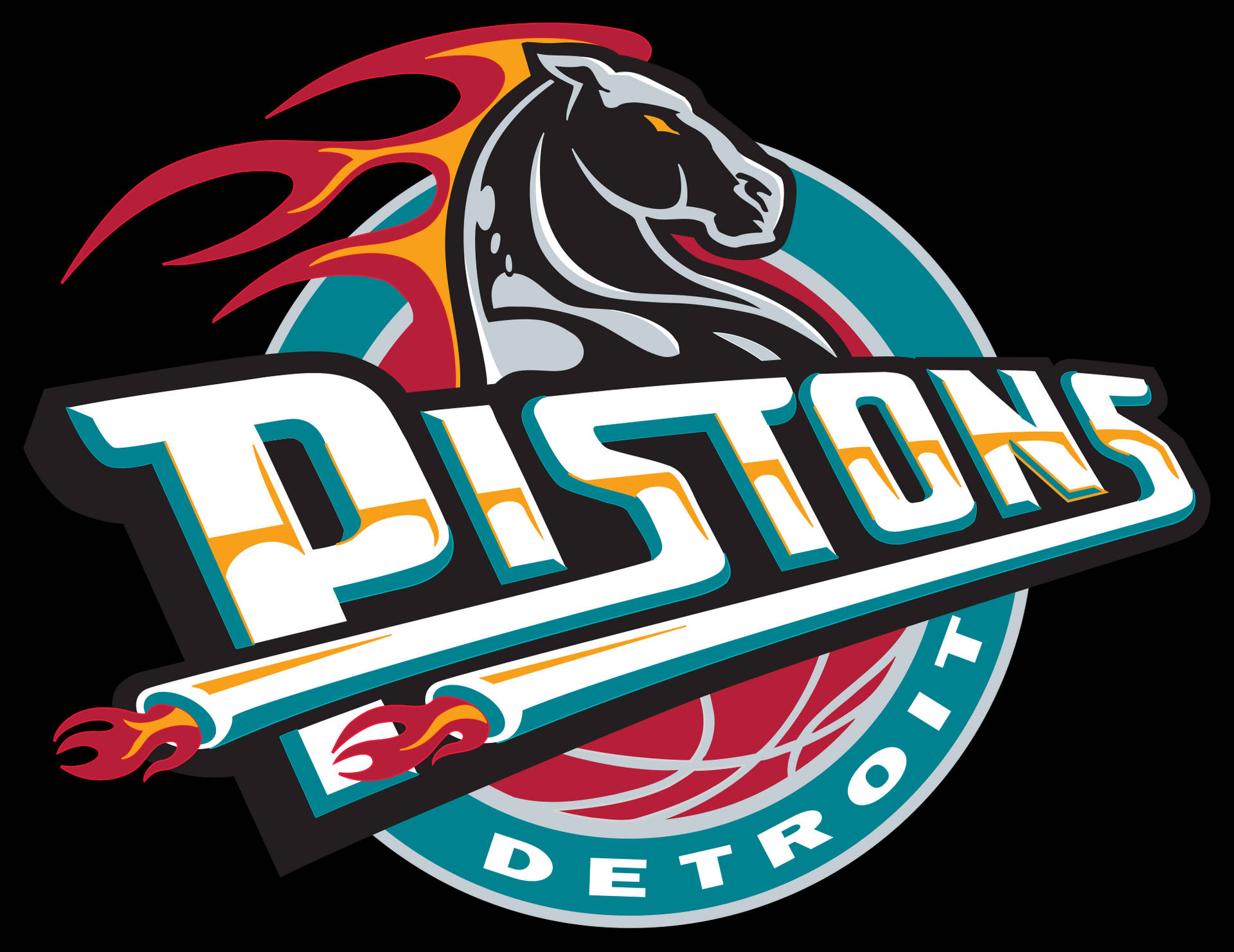 Detroit Pistons Black Horse Logo Wallpaper