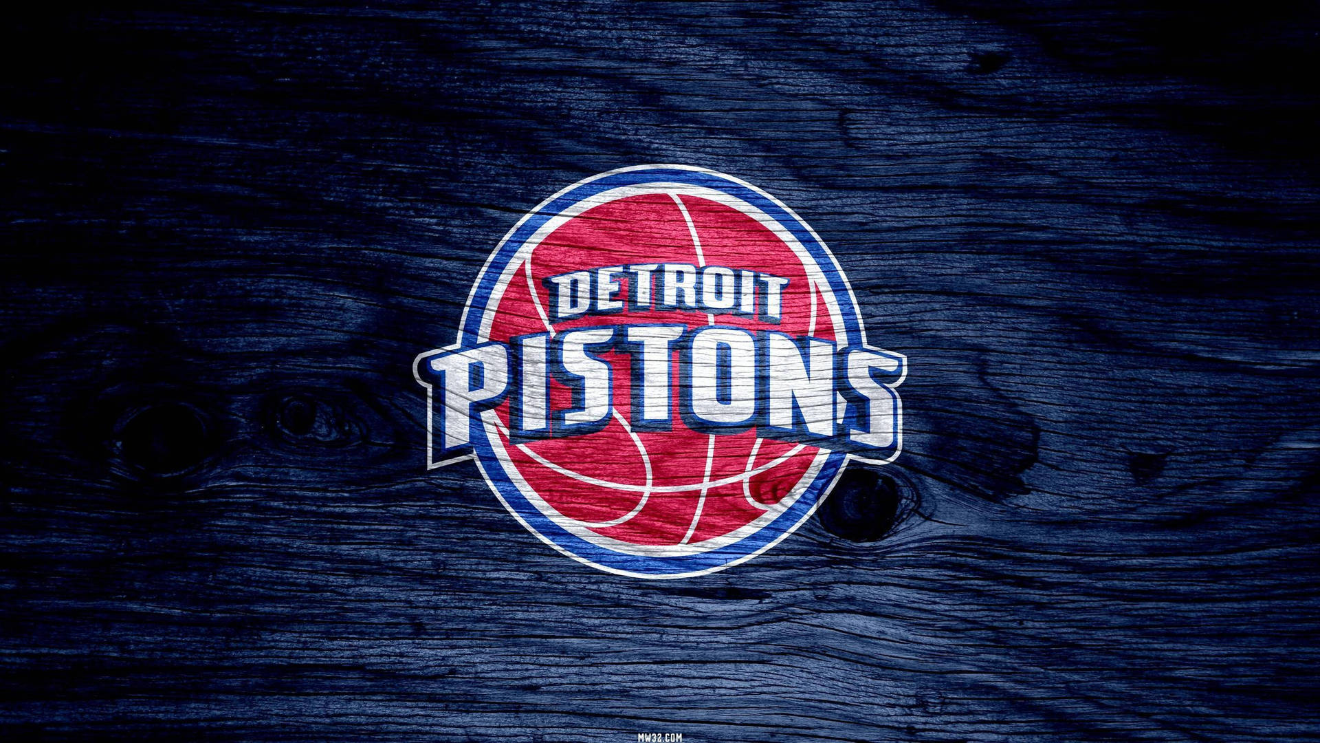 Detroit Pistons Blue Colored Wood Wallpaper