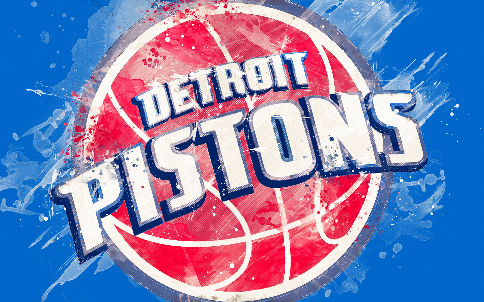 Detroit Pistons White Paint Brush Pattern Wallpaper