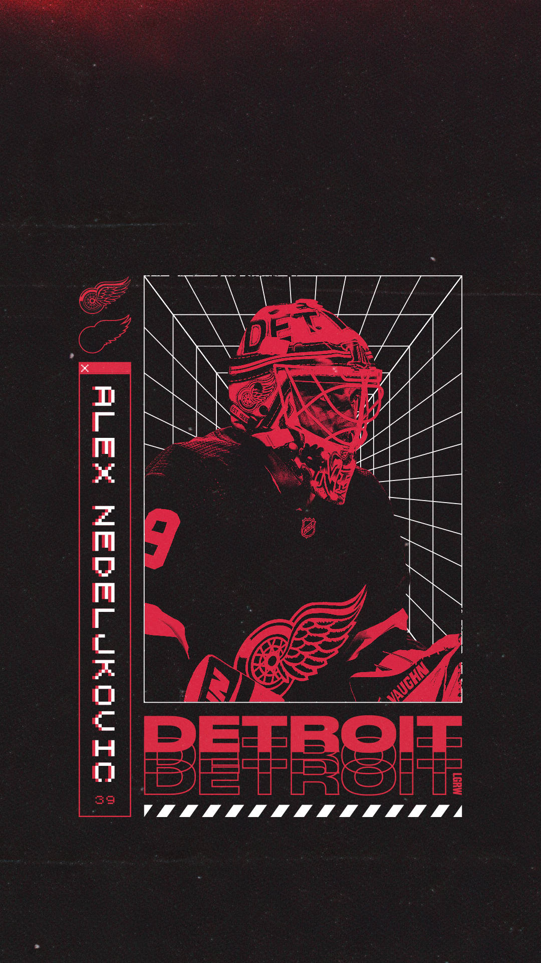 Detroit Red Wings Alex Nedeljkovic Hockey Kunst Tapet Wallpaper