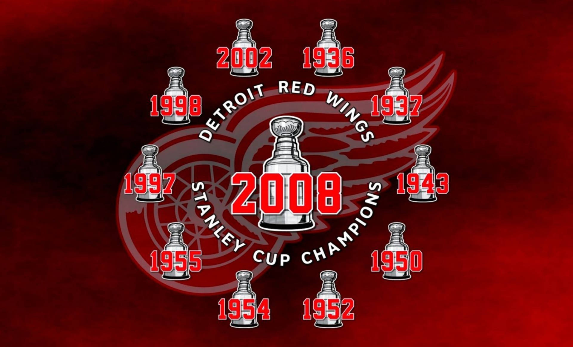 Detroit Red Wings Championship Trophies Wallpaper