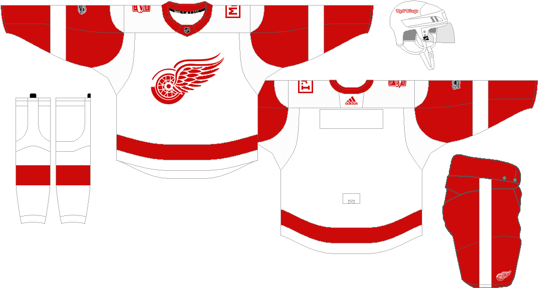 Detroit Red Wings Hockey Uniform Layout PNG