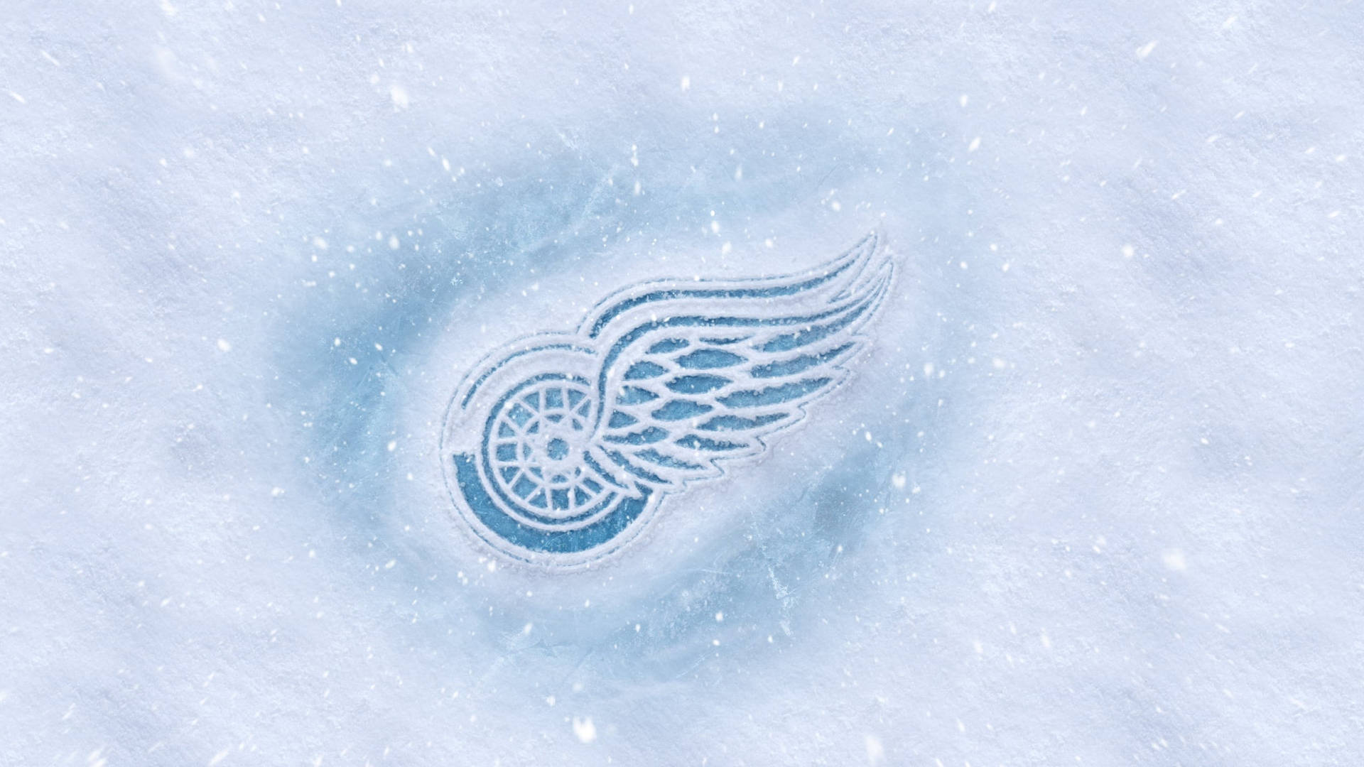 Logo Dei Detroit Red Wings Stampato Sulla Neve Sfondo