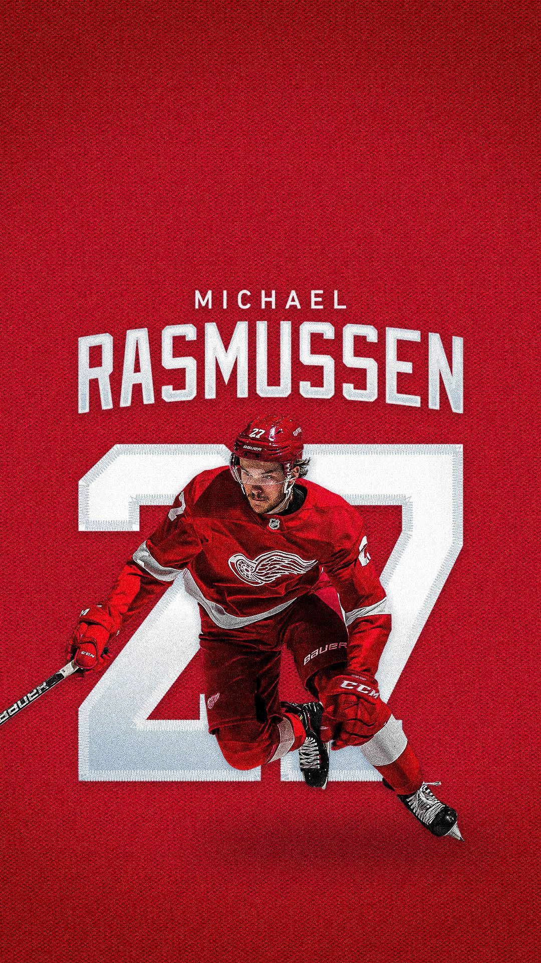 Detroit Red Wings Michael Rasmussen NHL 2019 Tapet Wallpaper