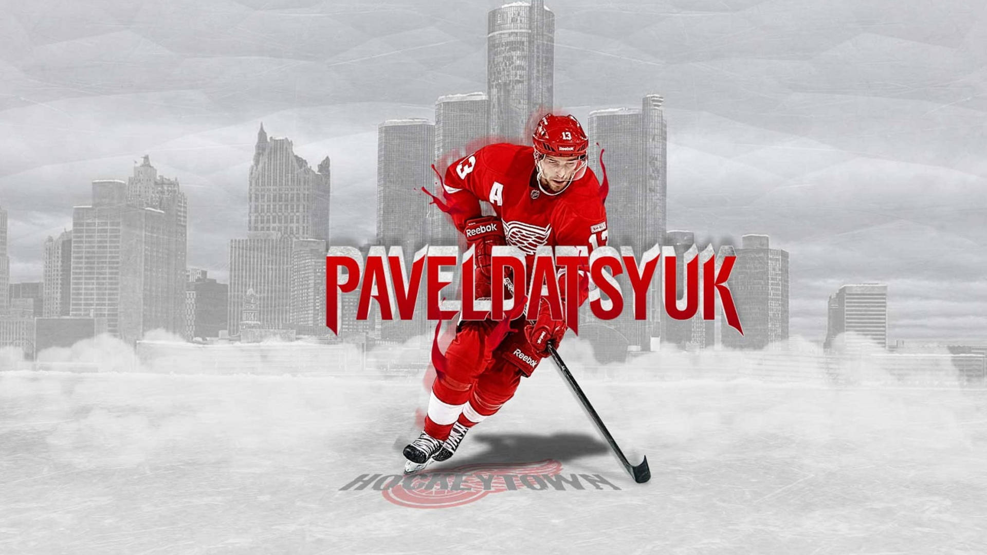 Detroit Red Wings Pavel Datsyuk Art Glat Poserende Wallpaper Wallpaper