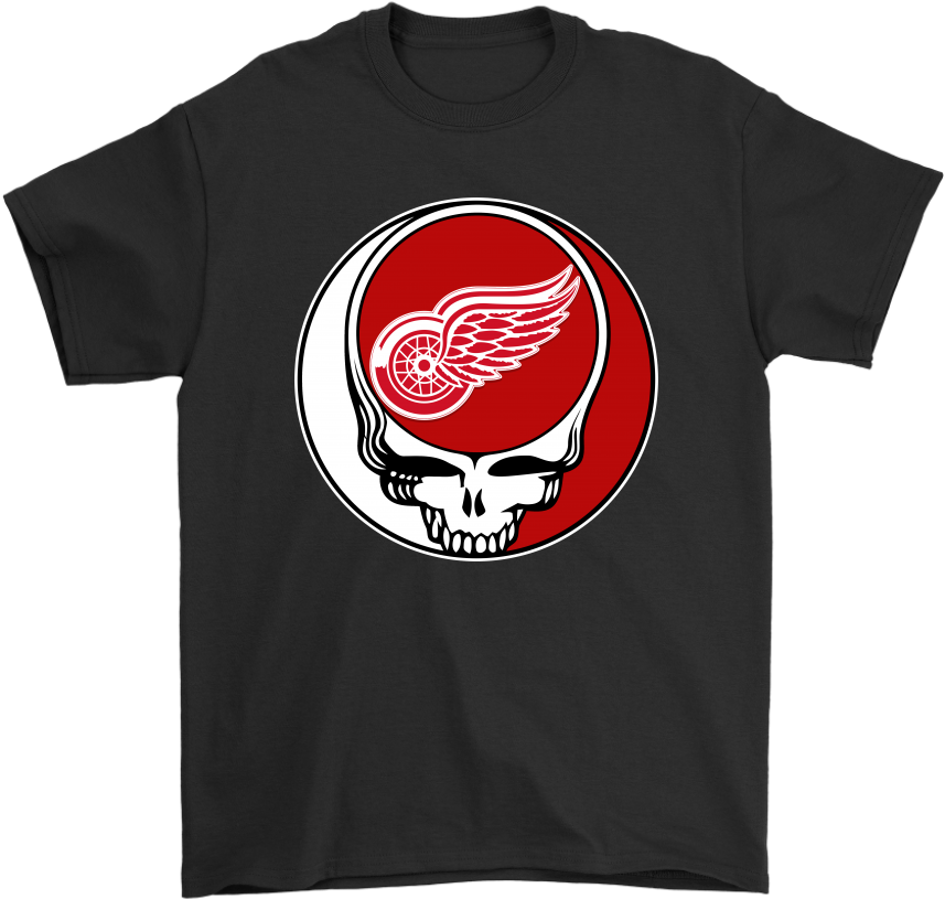 Detroit Red Wings Skull T Shirt Design PNG