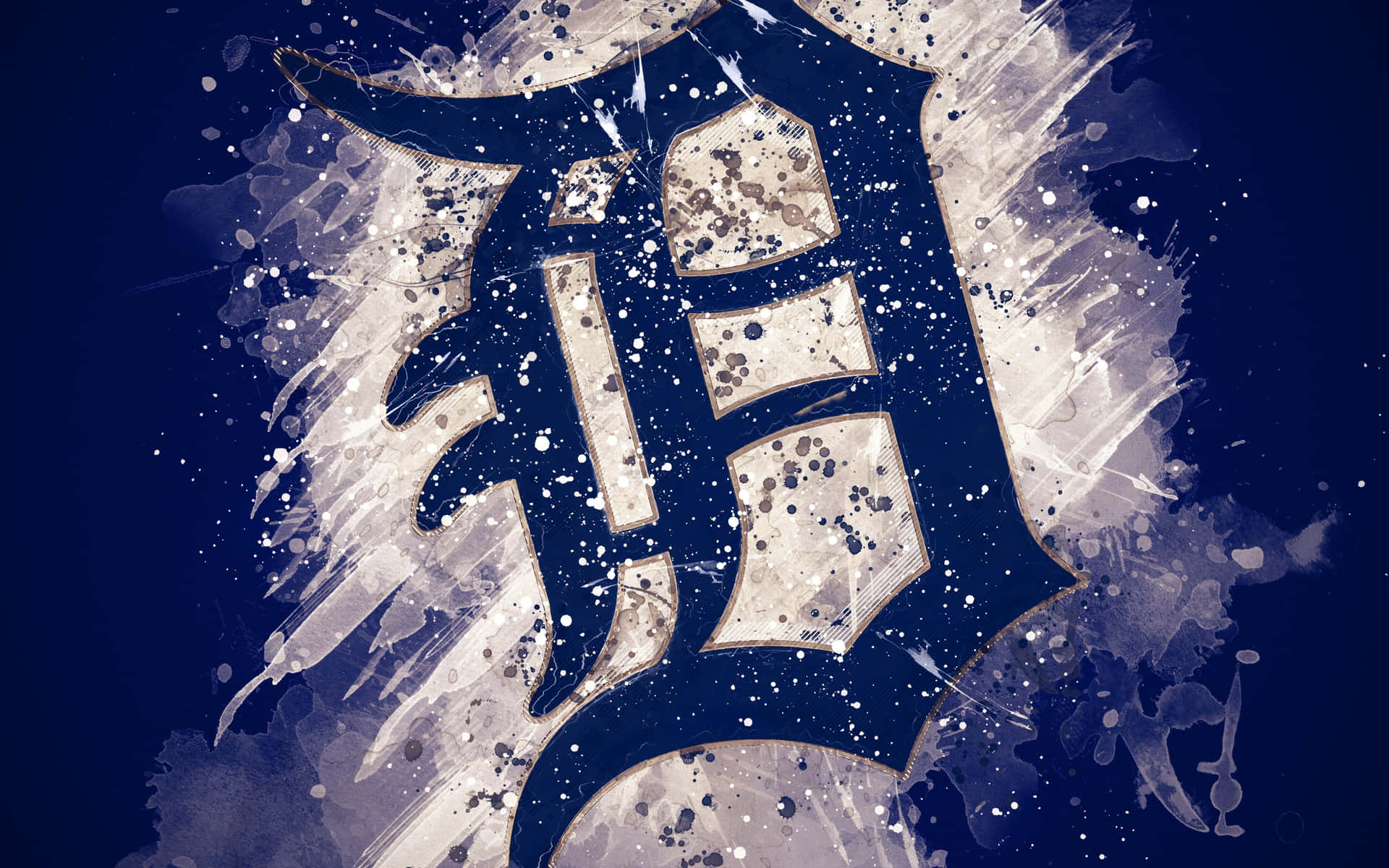Logotipode Los Detroit Tigers Con Salpicaduras De Pintura Fondo de pantalla