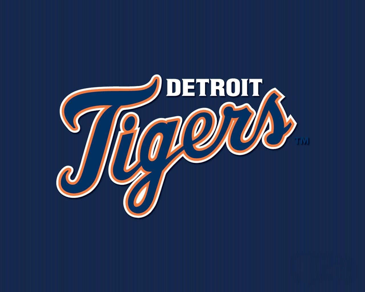 Et Detroit Tigers-logo på en blå baggrund Wallpaper