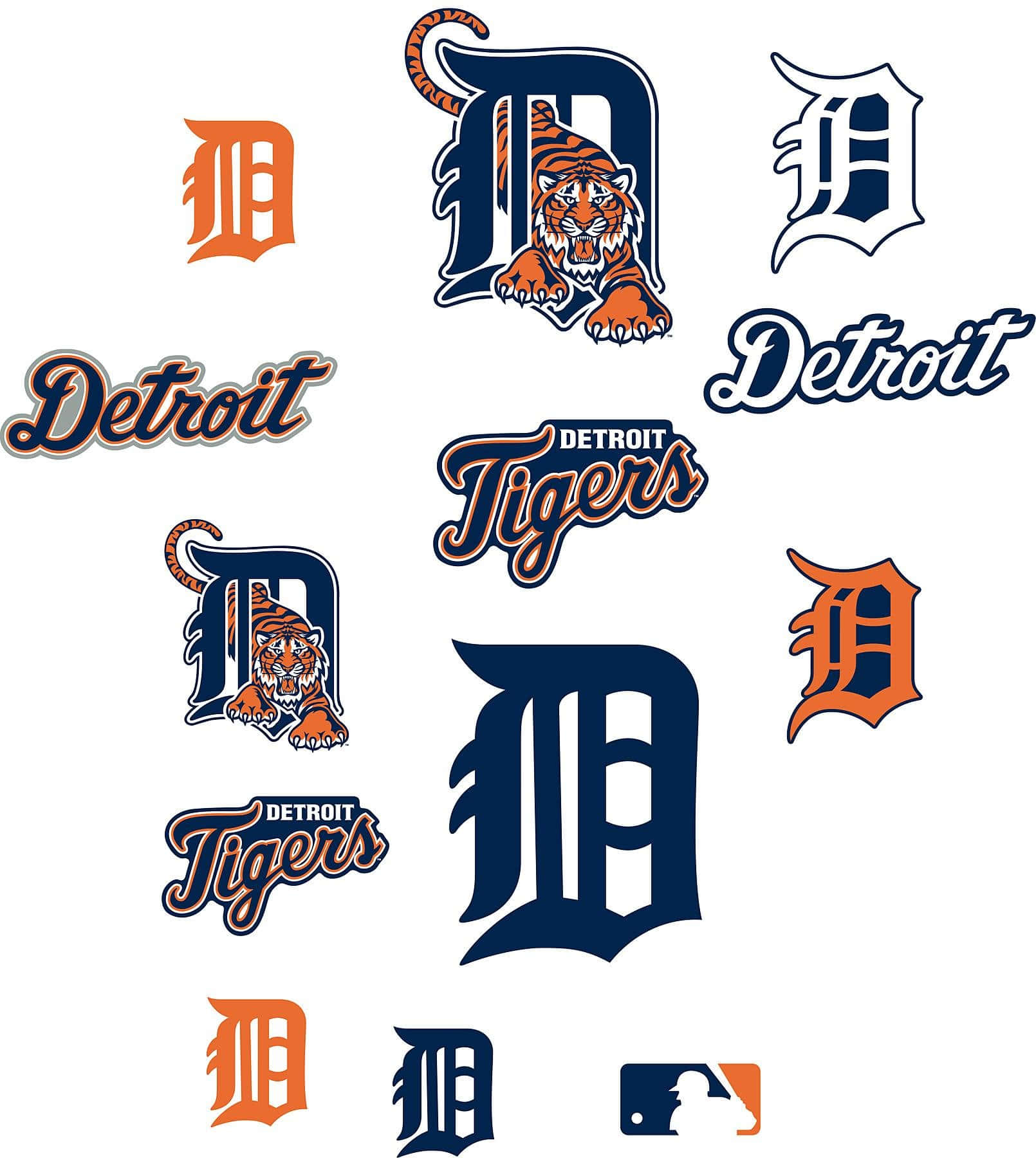 Variacionesdel Logotipo De Los Detroit Tigers. Fondo de pantalla