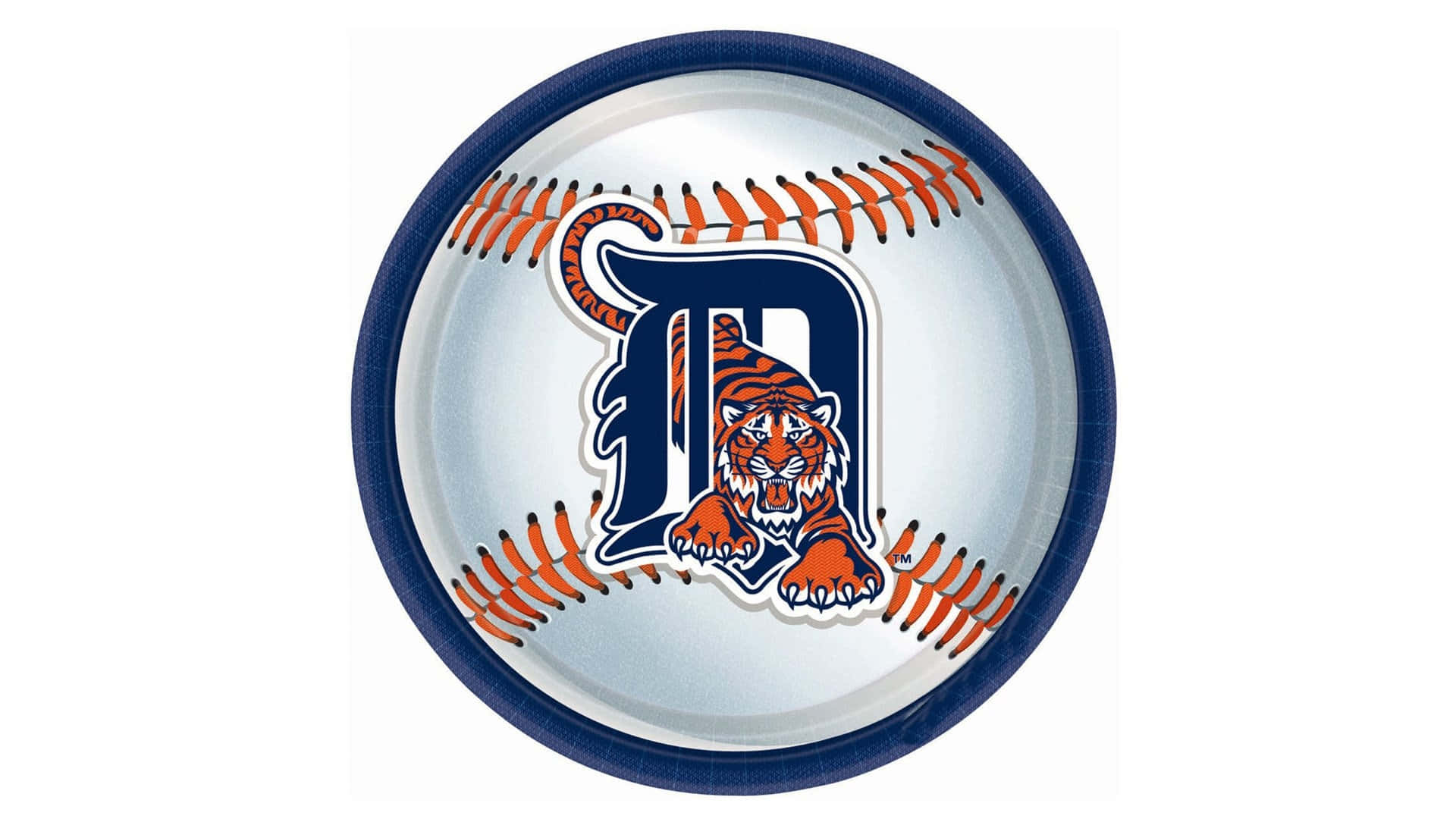 Logode Los Detroit Tigers En Una Pelota De Béisbol. Fondo de pantalla